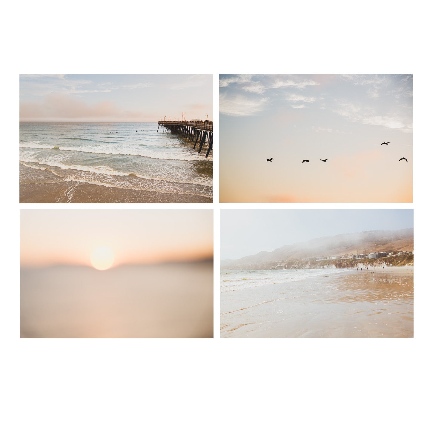 Set of four photographs of pismo beach california