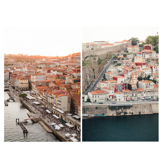 Set of 2 Photographs of Porto Portugal at Sunset