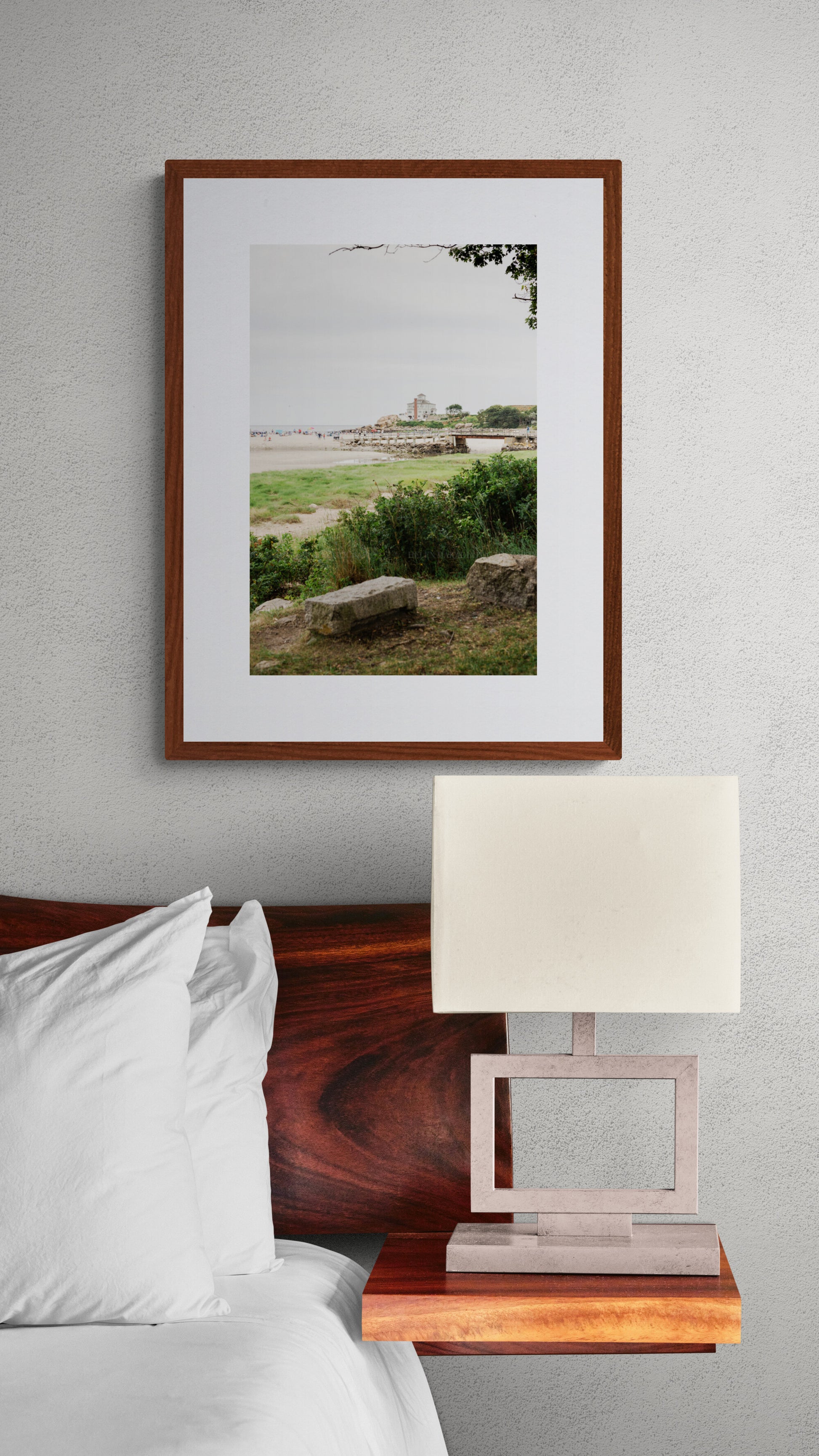 Framed photograph of a summer beach day in gloucester and good harbor beach as bedroom wall art