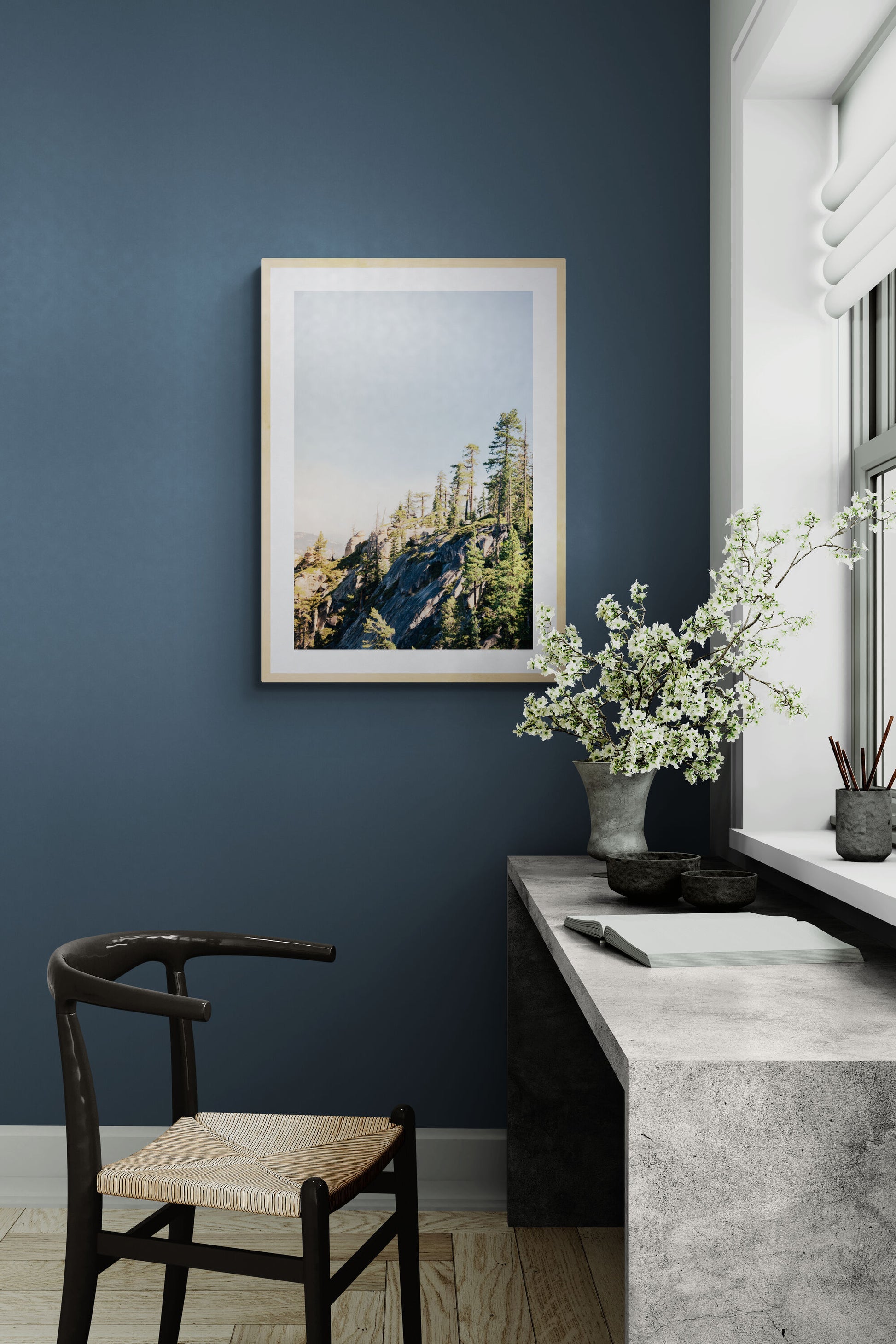 View of Yosemite National Park trees in Glacier Point as home office decor