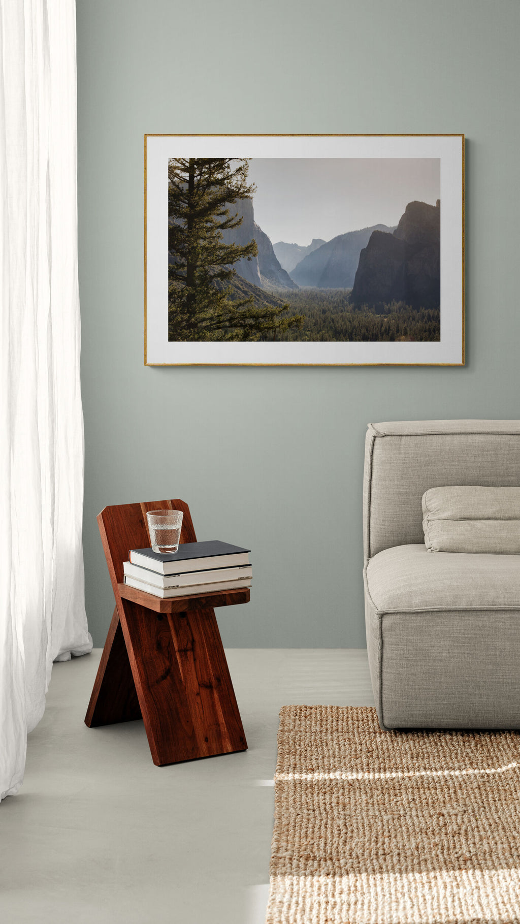 Yosemite floor photograph print in iving room wall art
