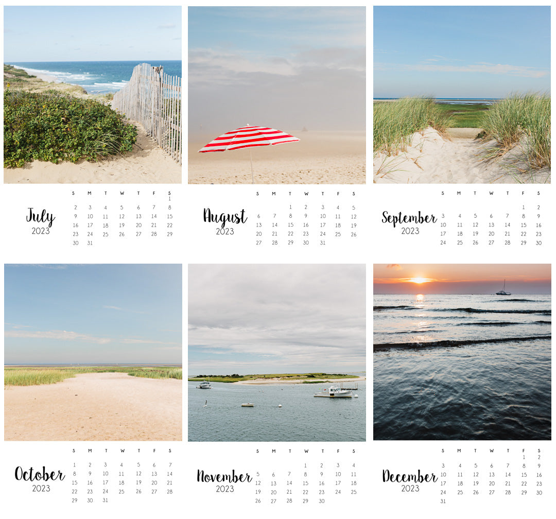2023 July to December months as part of the Cape Cod Calendar
