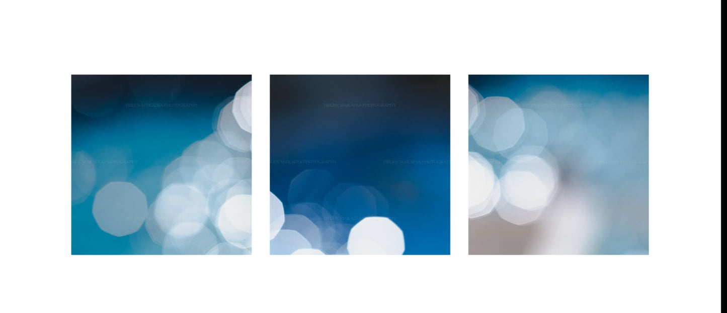 Abstract Blue Set of 3 Square Photography Prints