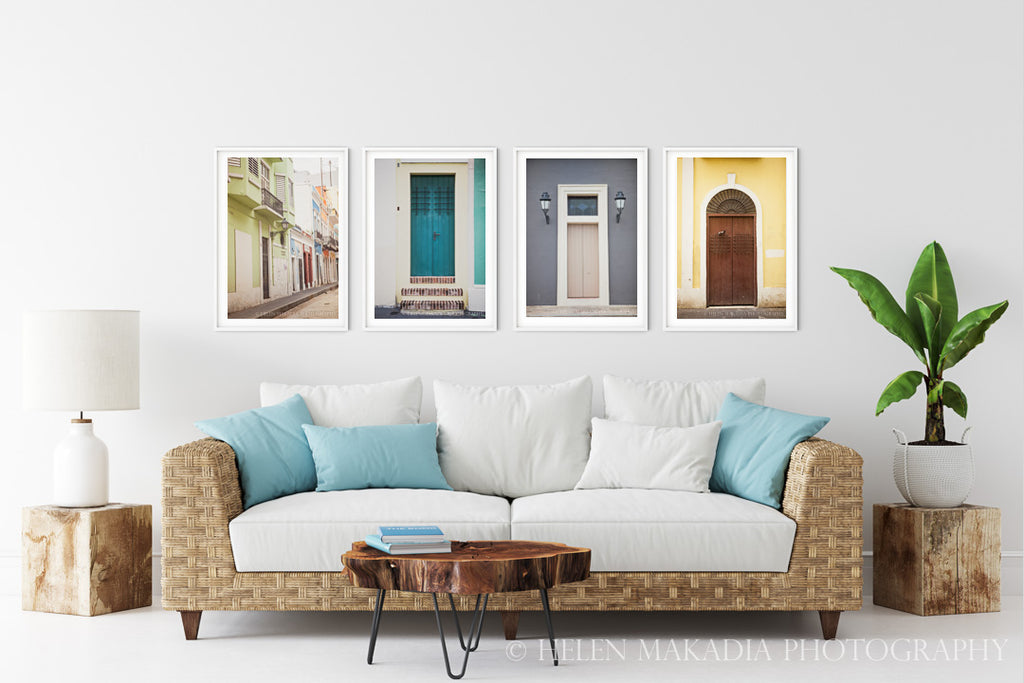 Set of 4 Door Old San Juan on a Living Room Wall