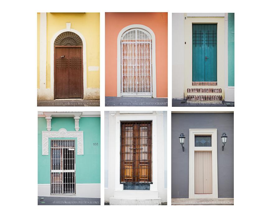 Set of 6 Doors of Old San Juan Puerto Rico
