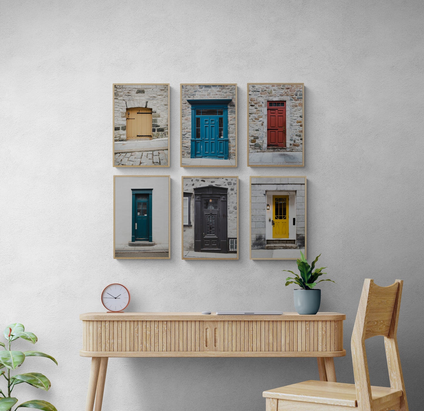 6 photographs of doors of old quebec city travel art in a home office canada wall art