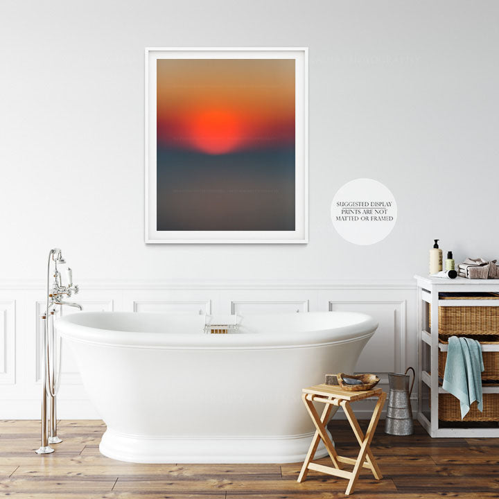 Abstract Sunset Print in a Bathroom