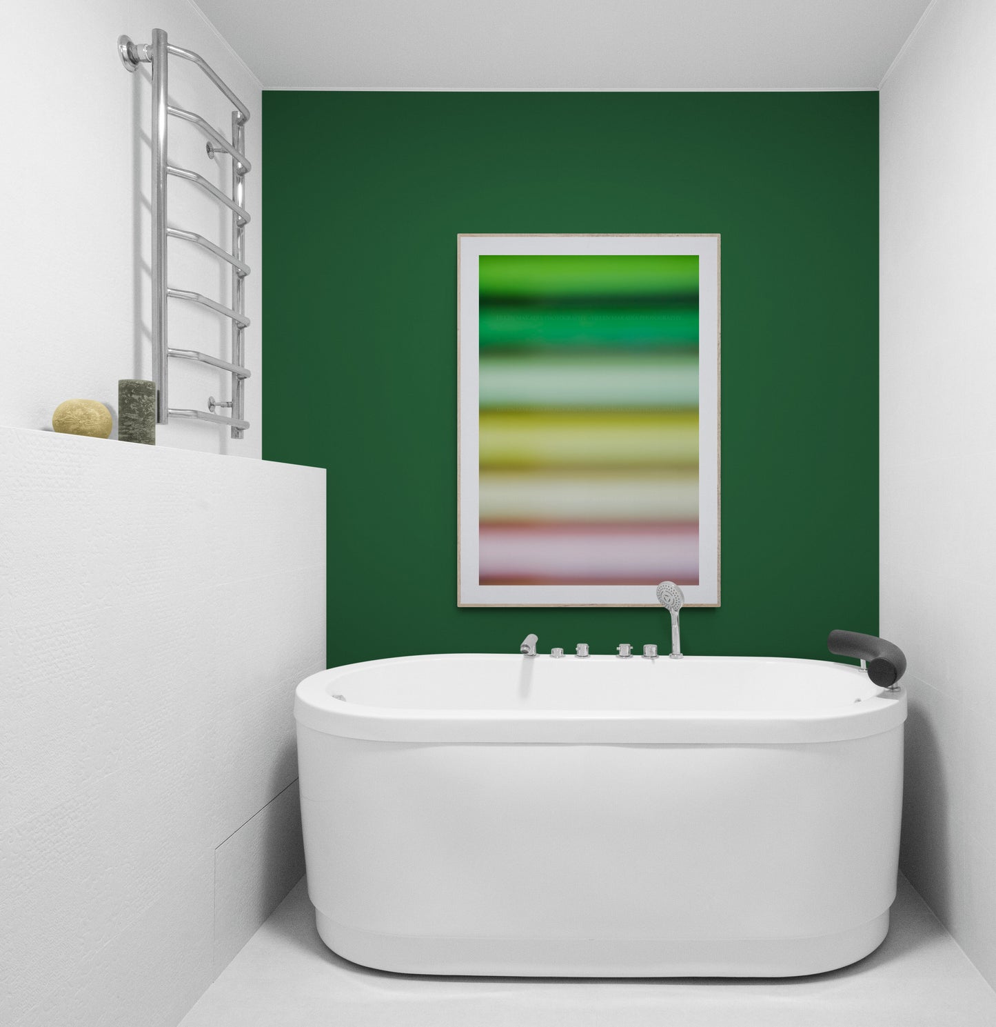 Abstract Gradient colors from pink to green in a photograph in a bathroom  as wall art