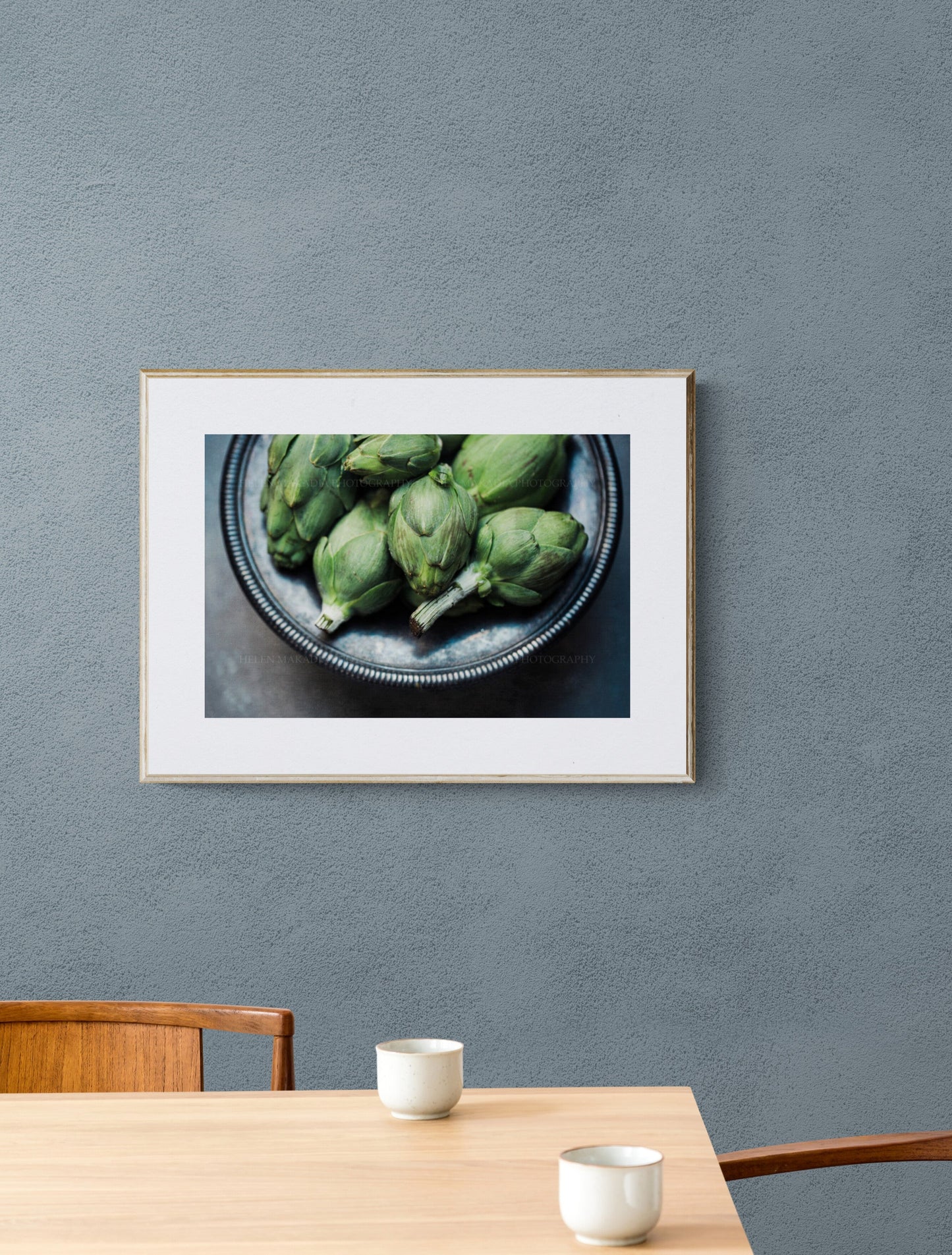 Artichokes Photograph as Wall Art in a Dining Room