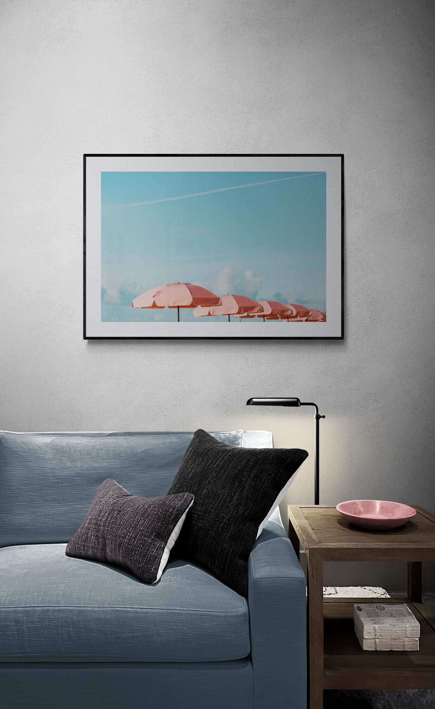 beach umbrellas photograph of turks and caicos in a living room as wall art