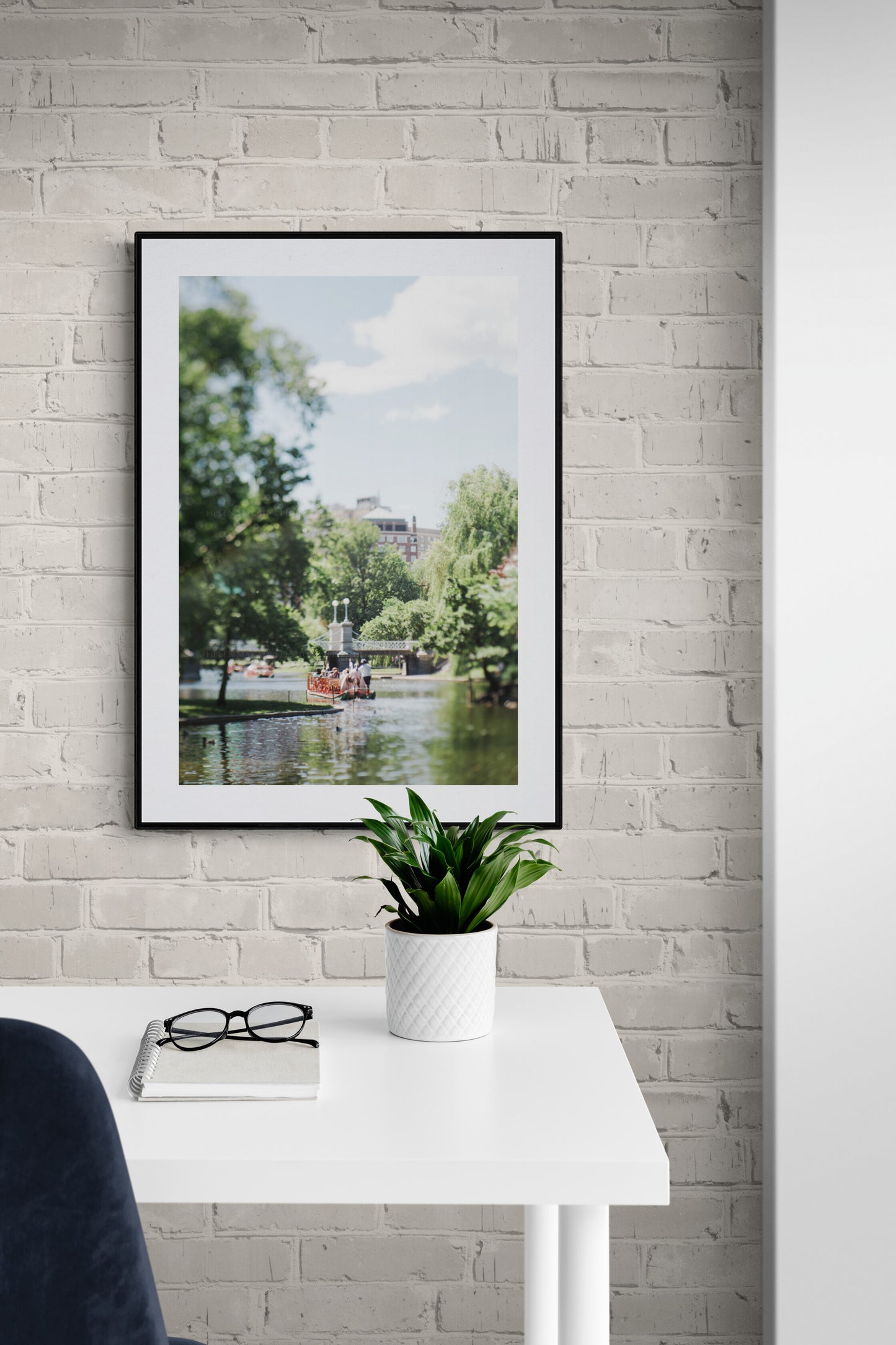 Boston Public Garden Photograph as Wall Art in a home office