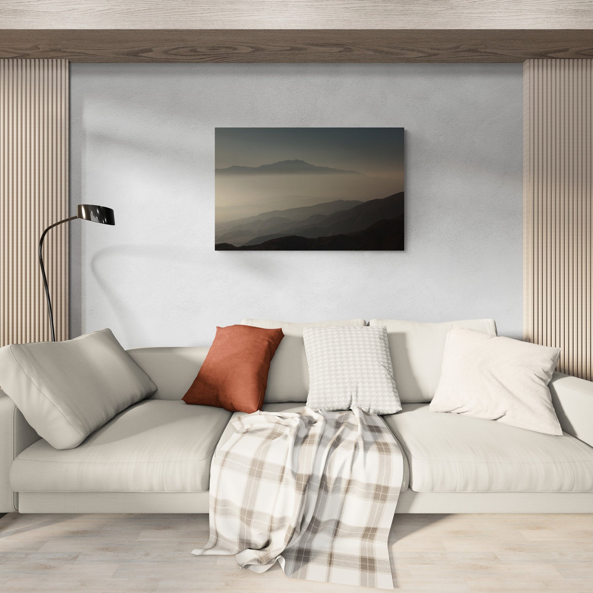 Canvas of a Photograph of California Mountains in a Living Room as wall art