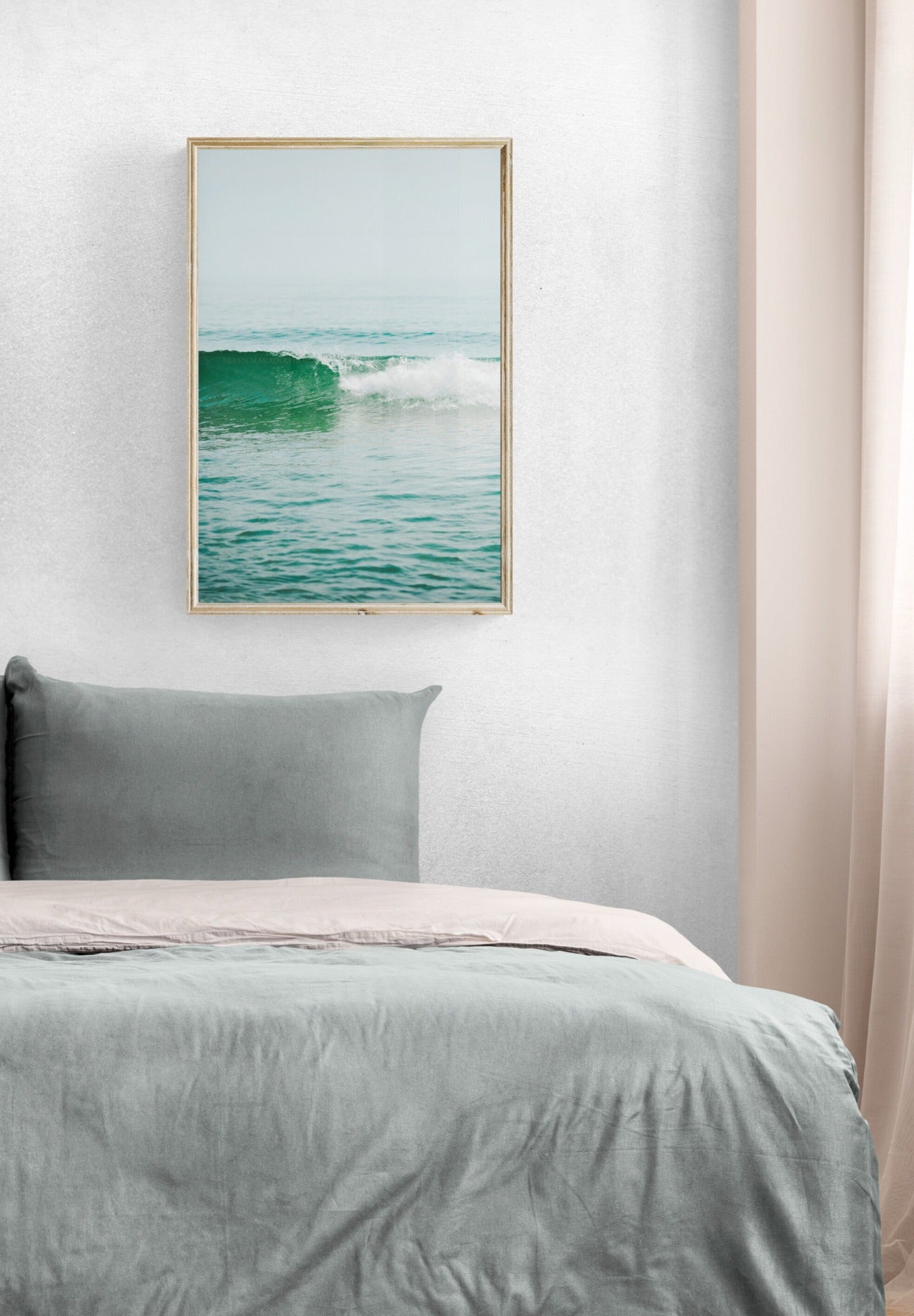 Cape Cod Atlantic Ocean Wave as Wall Art in a Bedroom