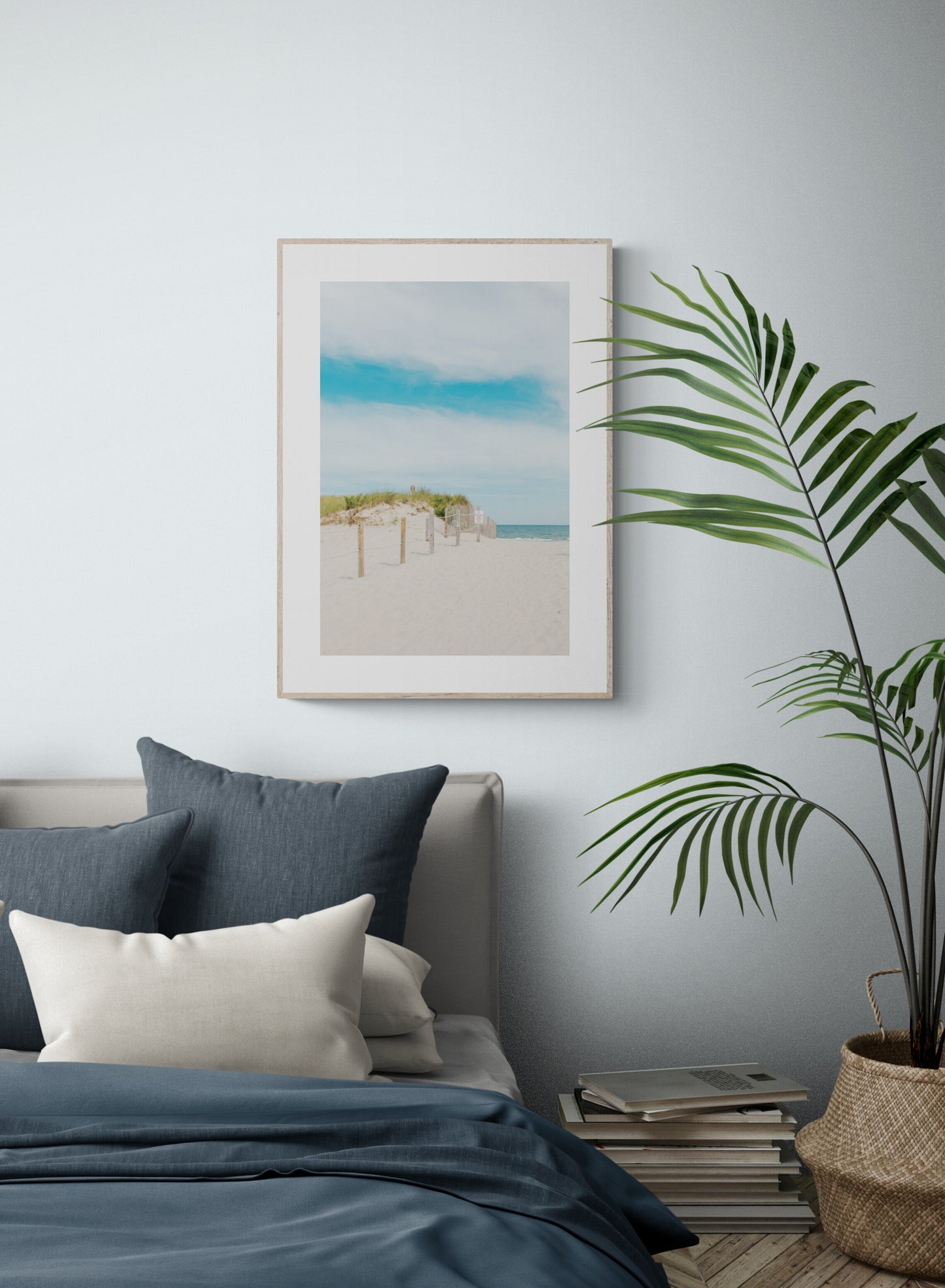 Cape Cod Beach Photograph as Wall Art in a Bedroom