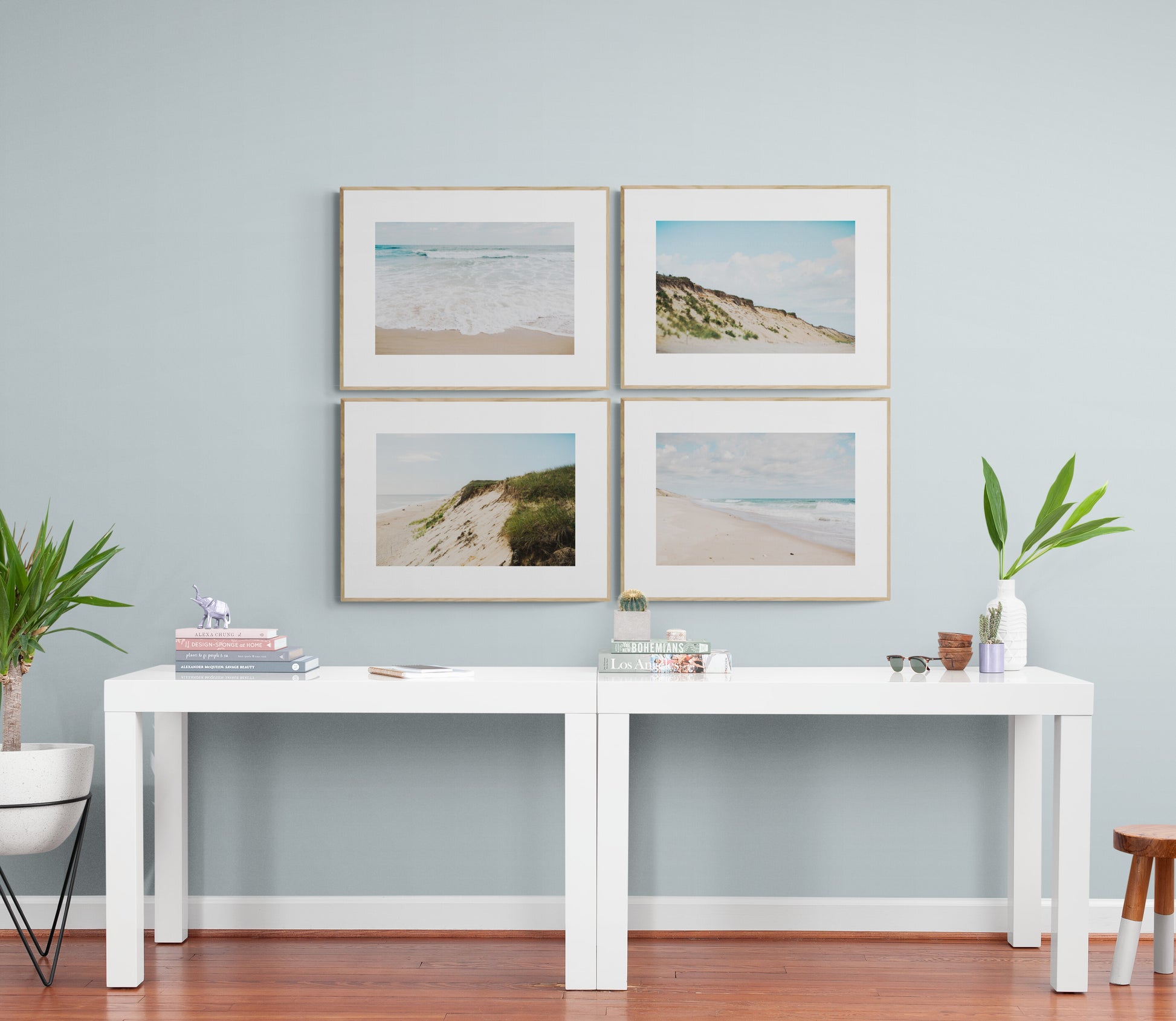 Marconi Beach Cape Cod Photography Set of 4 Prints as Wall Art in an entryway