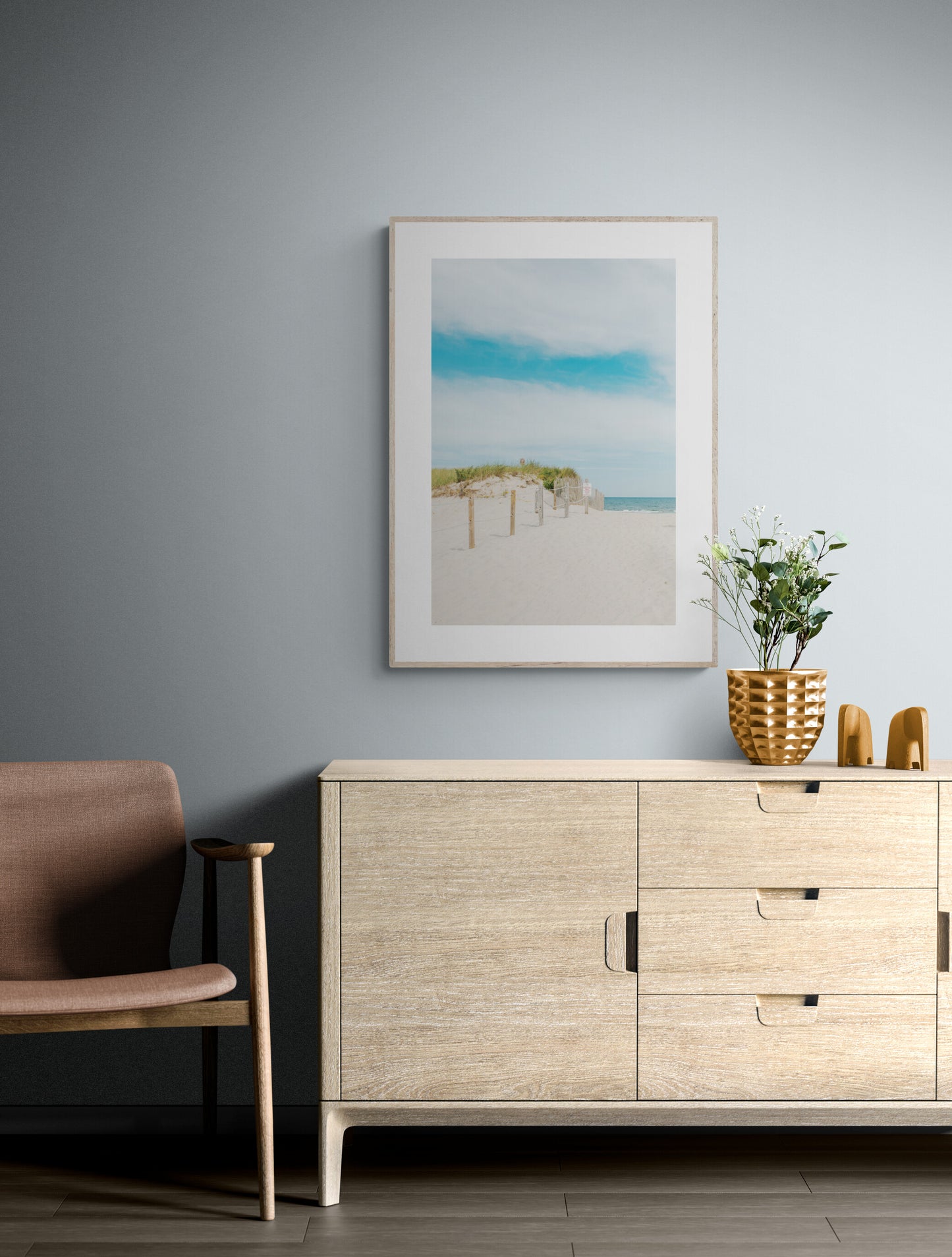 Cape Cod Beach Photograph in a living room as wall art