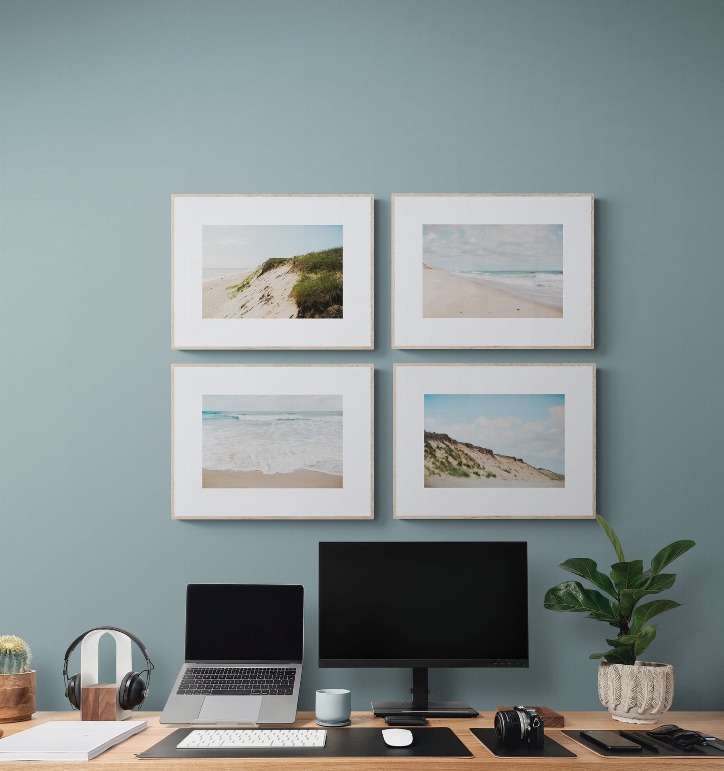 Marconi Beach Cape Cod Photography Set of 4 Prints as Wall Art in a home office