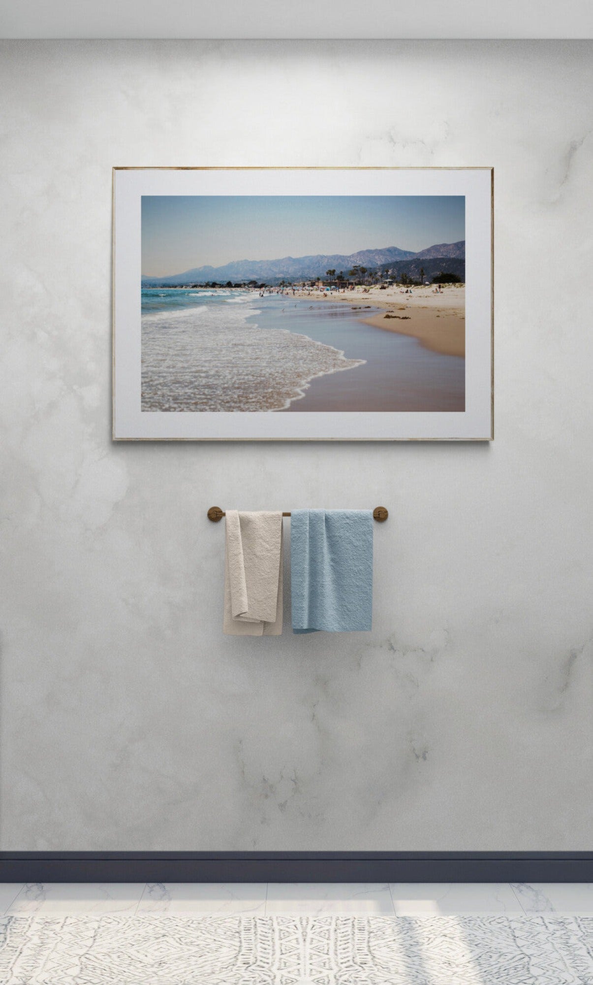 Carpinteria Beach Photograph in a bathroom as wall art