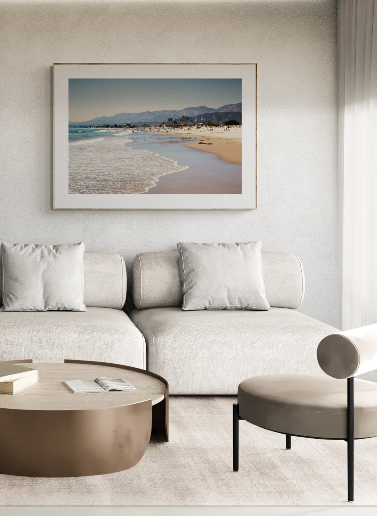 Carpinteria Beach Photograph in a living room as wall art