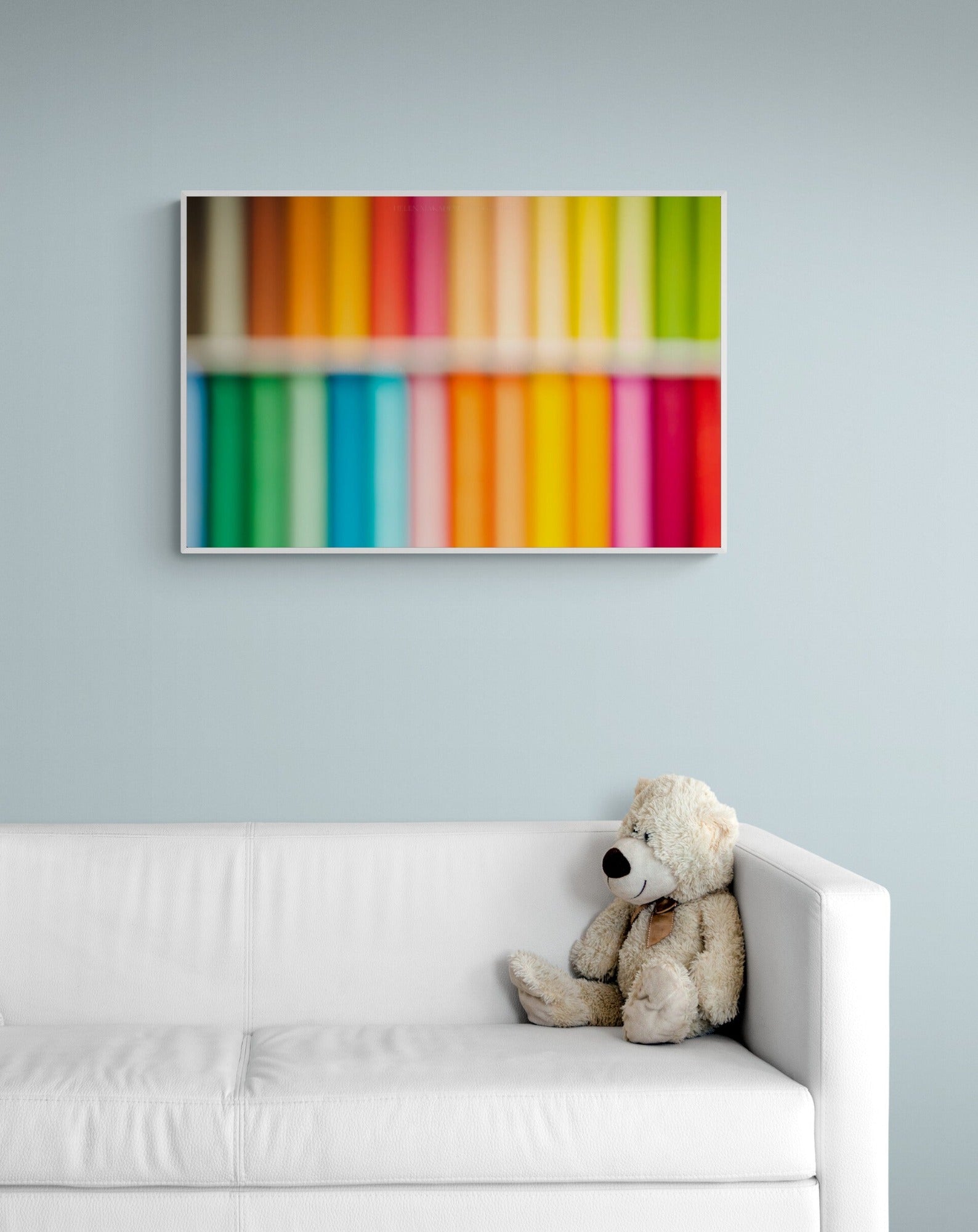 Colorful Astract Photograph of Colors of the Rainbow in a Childrens bedroom or playroom as wall art