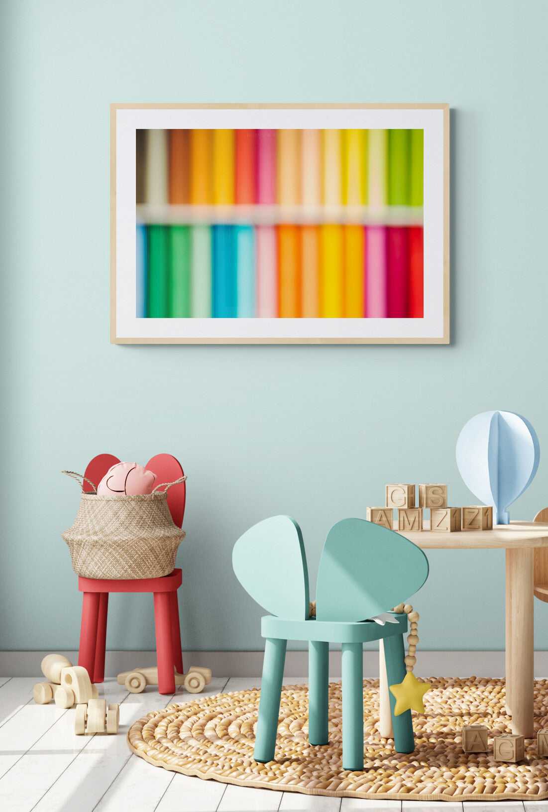 Colorful Abstract Photograph of Colors of the Rainbow in a Playroom as inspirational Wall art