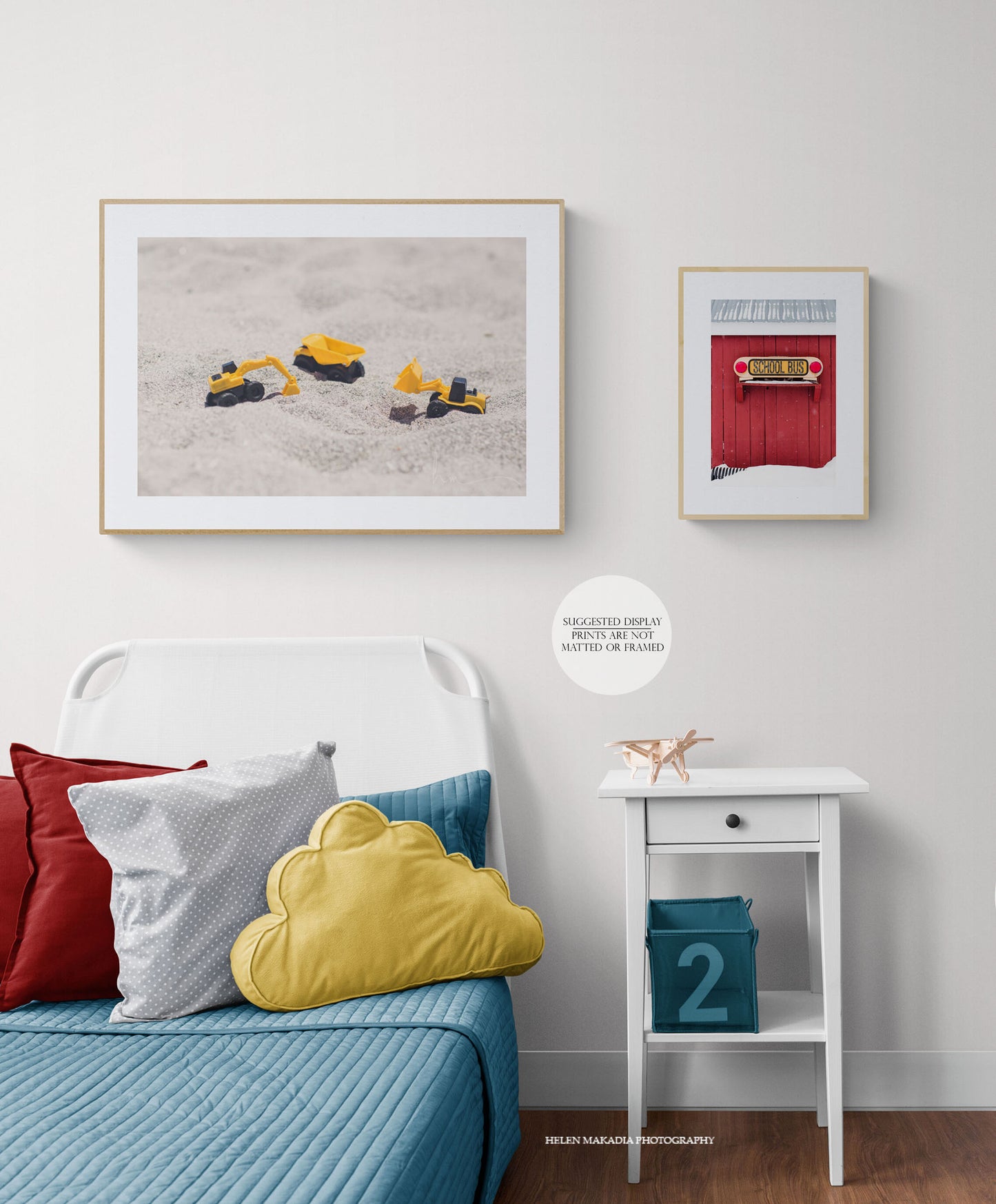 Construction site photograph print in a kids bedroom as wall art