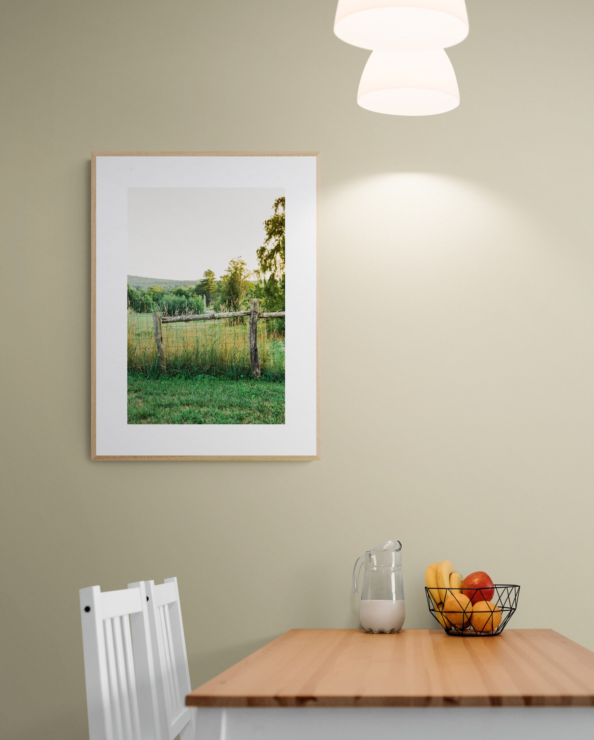Country field and grass photograph in a kitchen as wall art