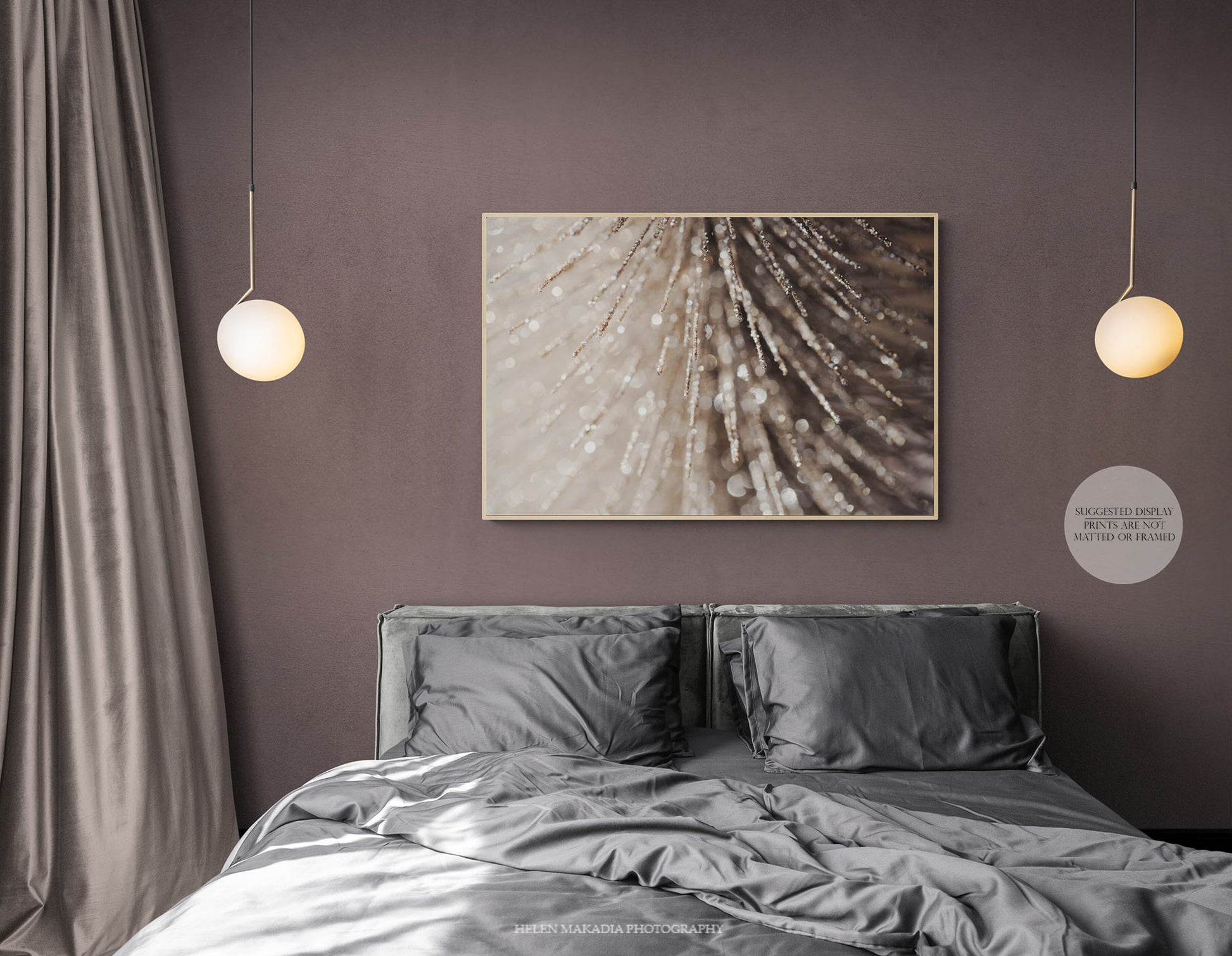 Gold and Glitter Wall Art framed in a Bedroom