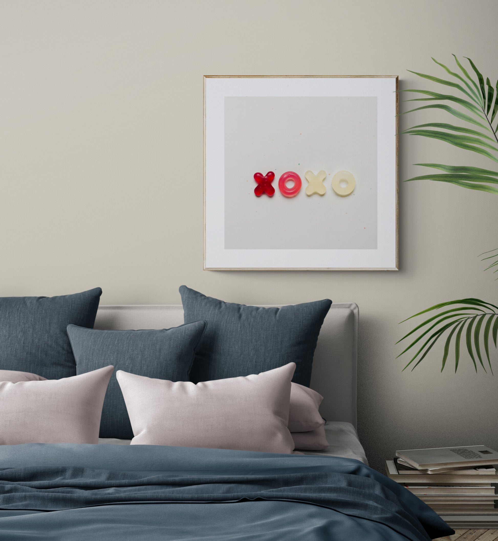 XOXO Photograph as Wall Art in a Bedroom
