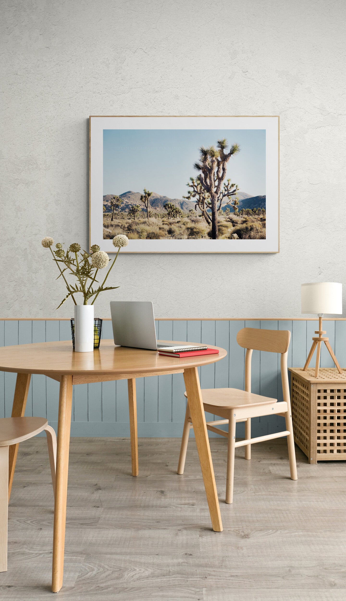 Joshua Tree National Park Photograph Print in a home office as wall art