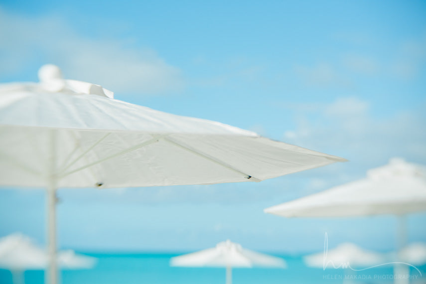 Wall Art Photograph of White Beach Umbrellas of Turks and Caicos