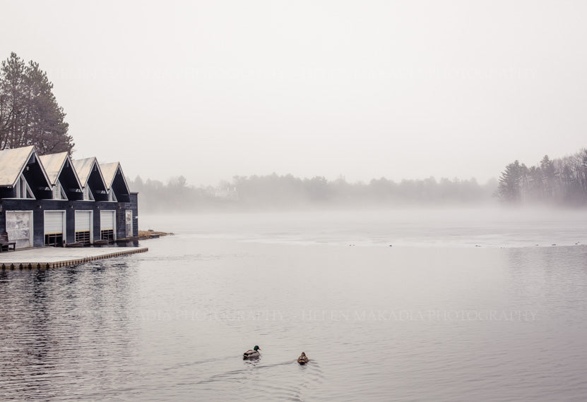 Photograph of Lake Waban at Wellesley College in Winter