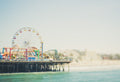 Photograph of Santa Monica Pier in Pastel Colors with Teal, Aqua and Tan hues
