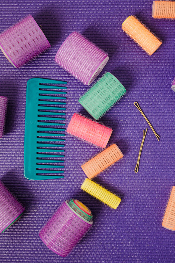 Photograph of Hair Rollers and pins, 80's inspired photograph