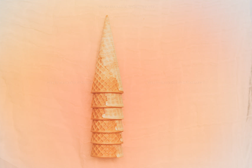 Whimsical colorful photograph of ice cream cones