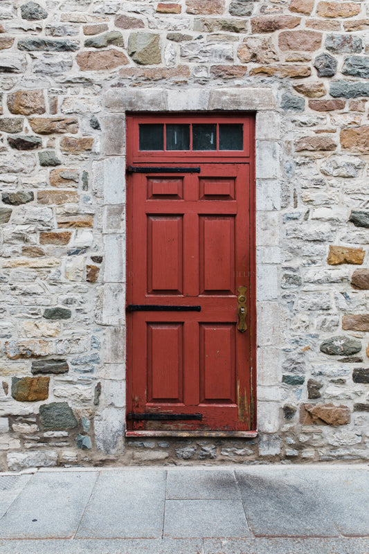 Quebec City Canada Red Wood Door Photograph