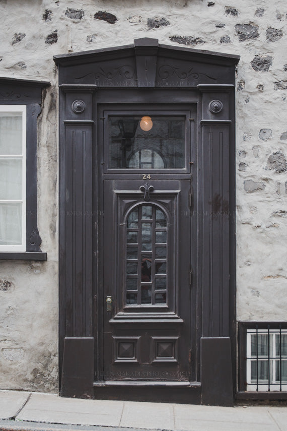 Intricate Black Door Photograph from the streets of Quebec City Canada