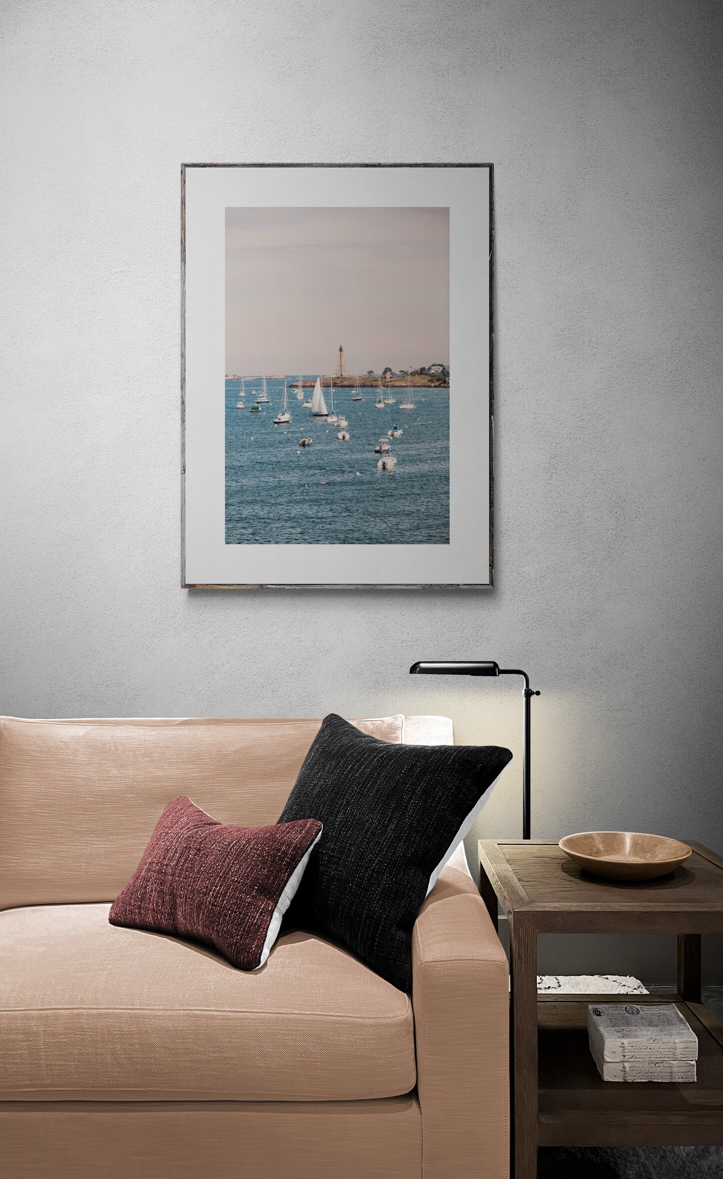Marblehead Massachusetts Photograph of Lighthouse in a living room as wall art