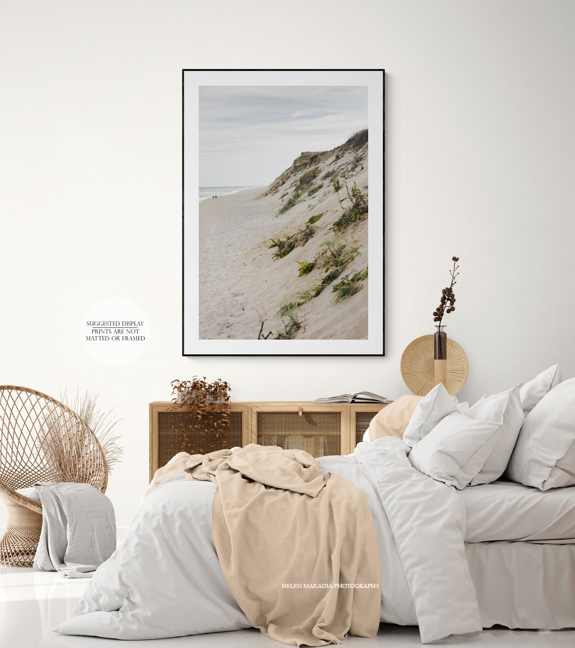 Marconi Cliffs and Beach Print Framed in a Bedroom