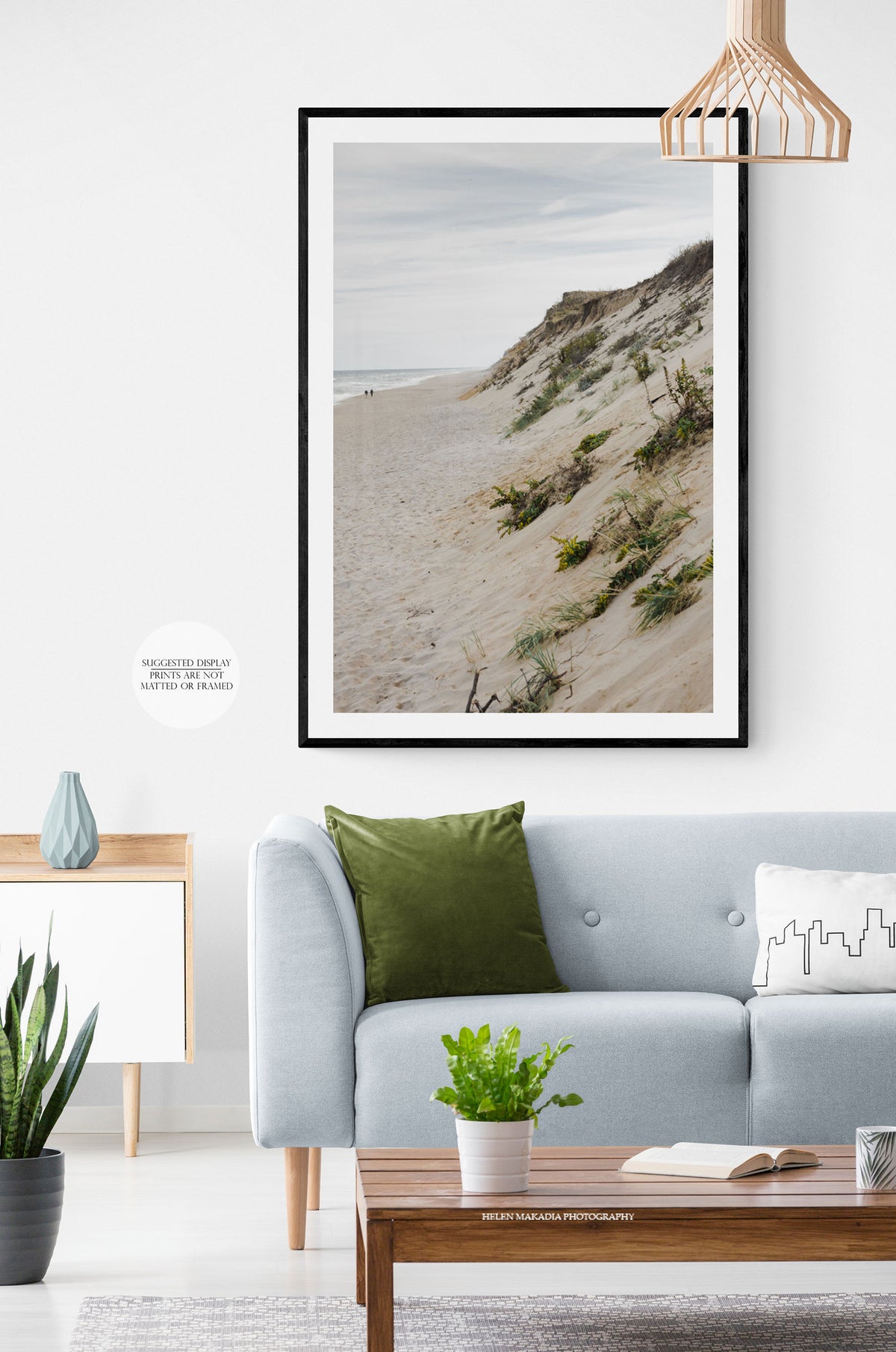 Marconi Cliffs and Beach Print Framed in a Living Room