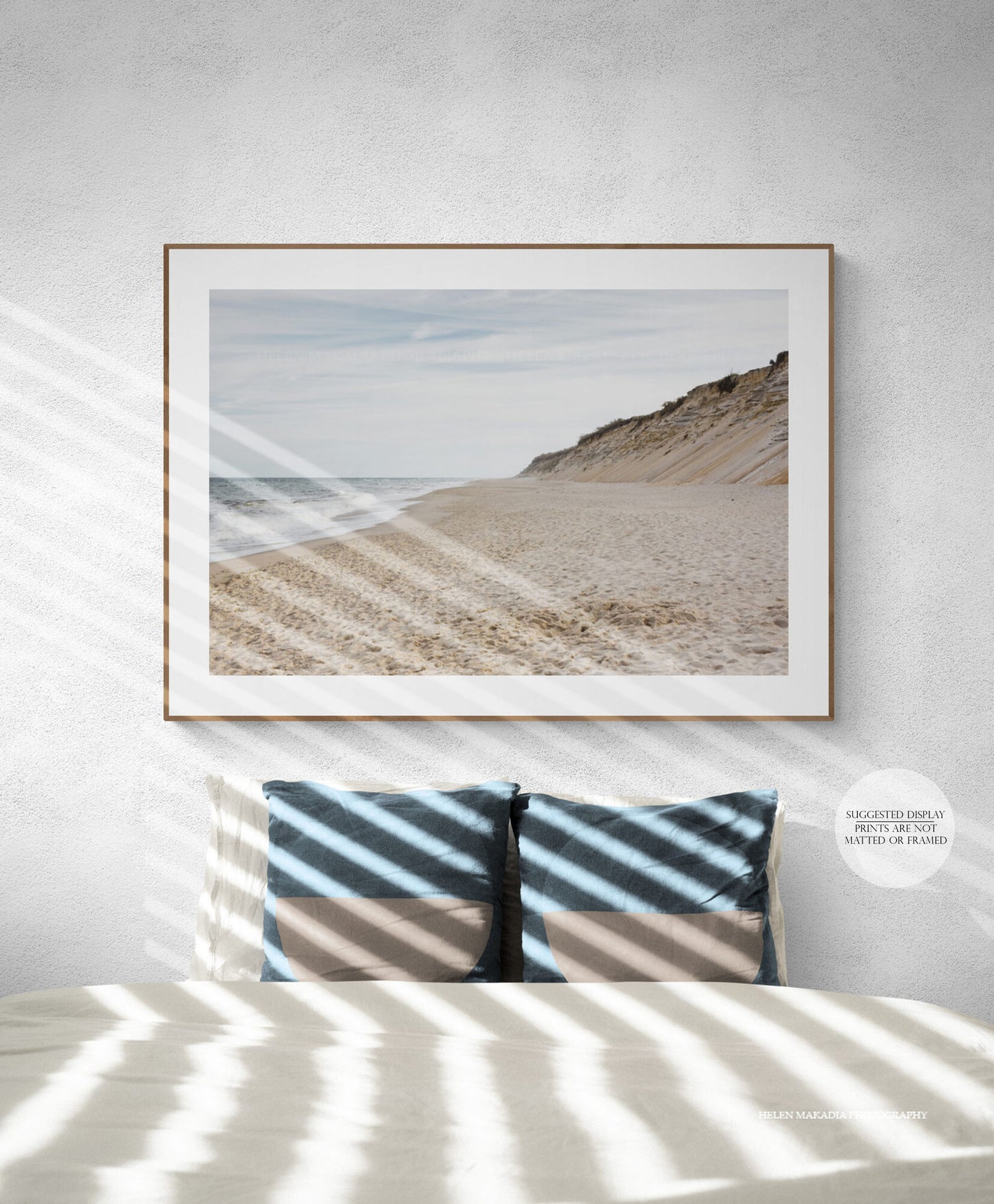 Framed Beach Print of Marconi Cliffs in a Bedroom