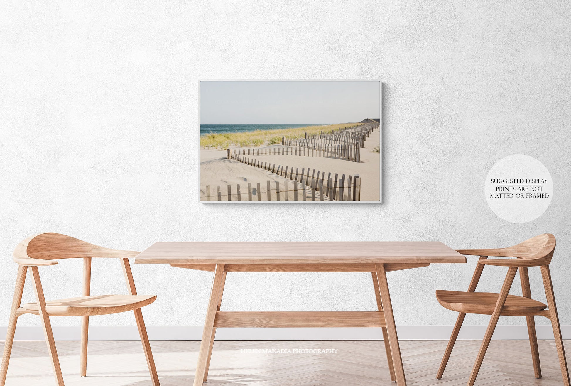 Nauset Beach Fences and Sand Cape Cod Wall Art in a dining room