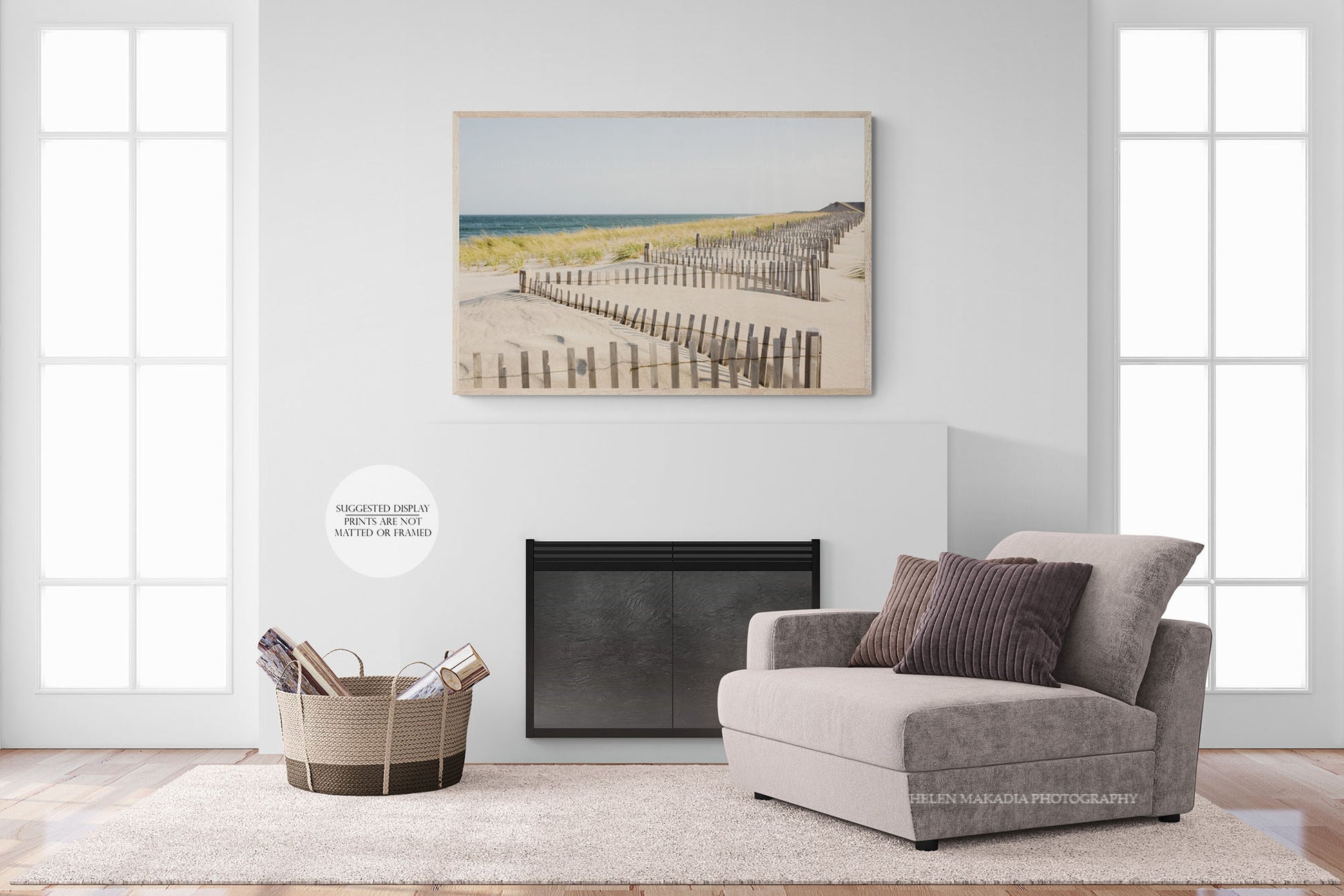 Nauset Beach Fences and Sand Wall Art in a Living Room