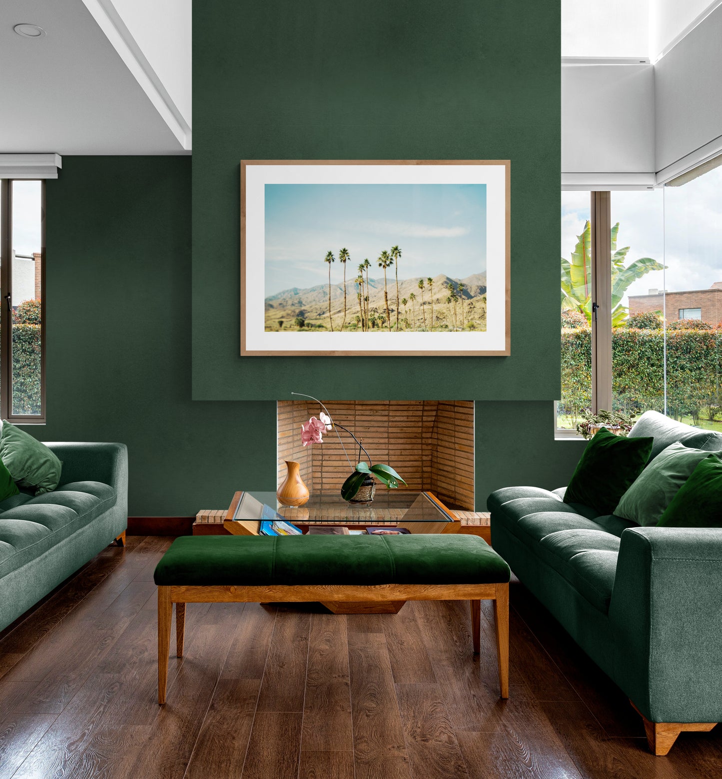 Photograph of Palm Trees of Palm Springs as wall art in a living room