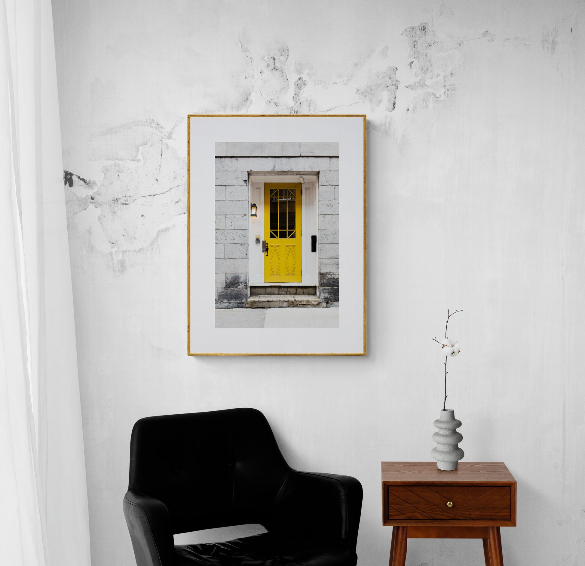 Photograph Print of Yellow Door in Old Quebec City Canada, in a sitting room
