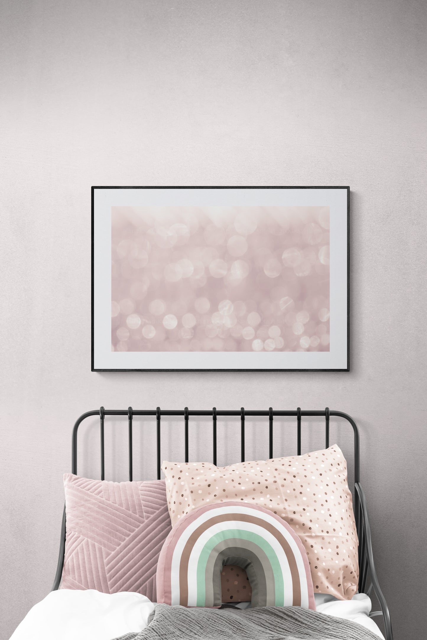 Pink Wall Art Bubbles Photograph as wall art in a child's bedroom