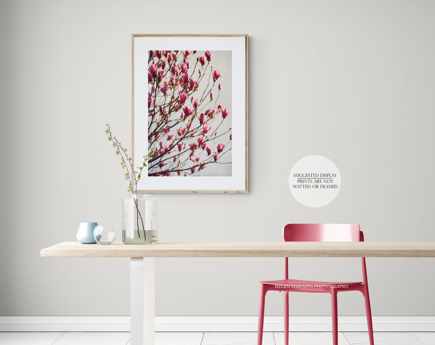 Pink Magnolias print brightens up an office