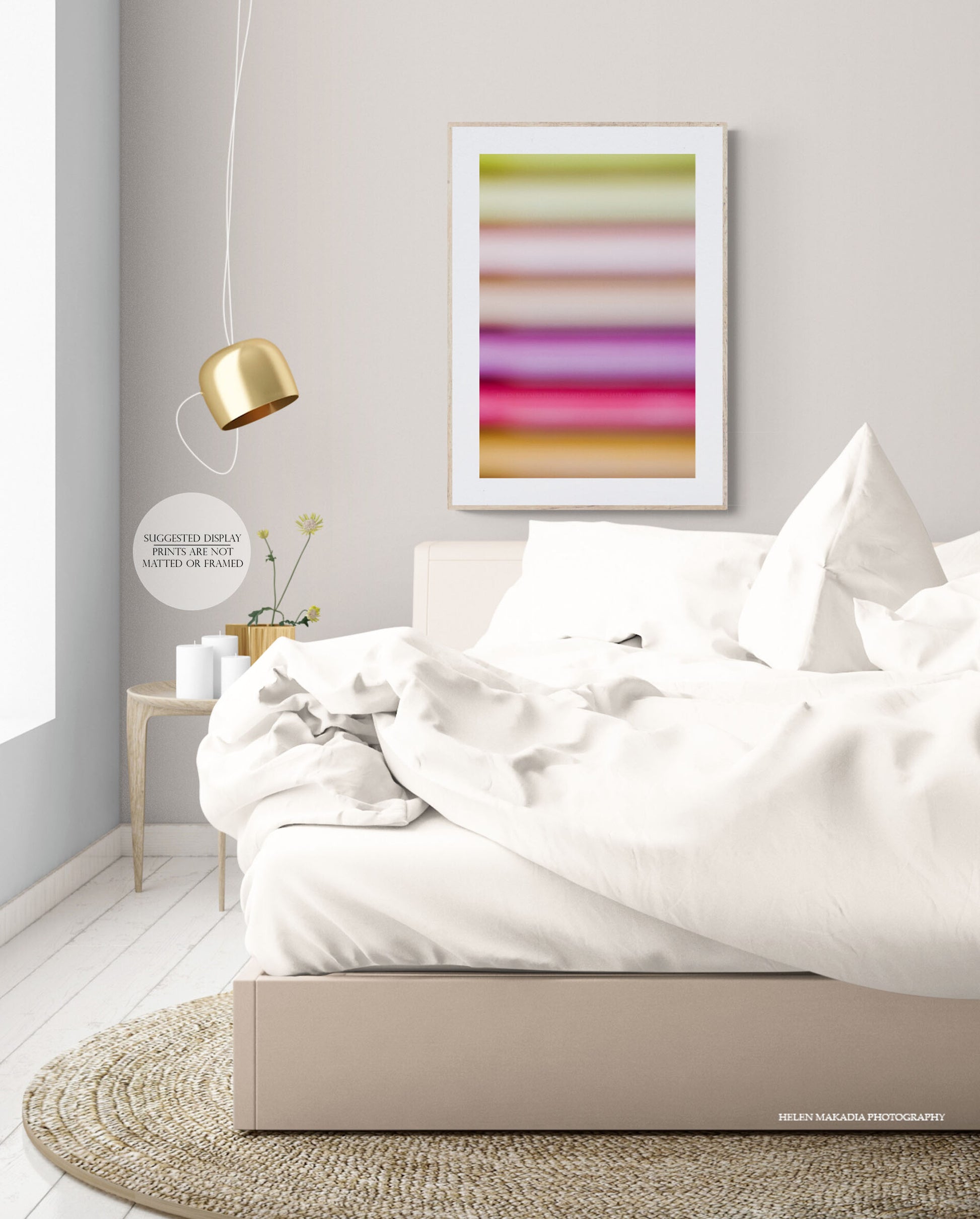 Framed Abstract Photograph of Purples and Pinks in a Bedroom 