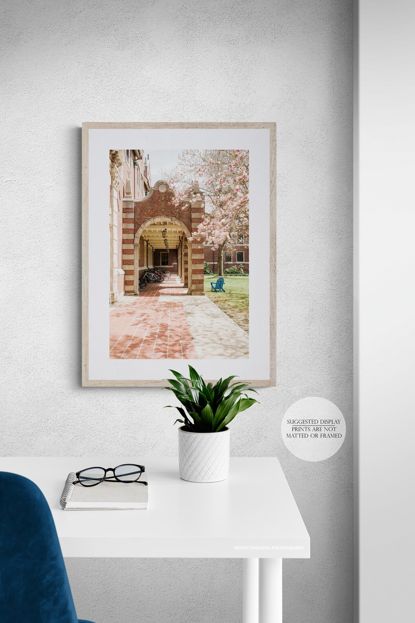 Pomeroy Hall at Wellesley College in Springtime, framed as wall art print in an office