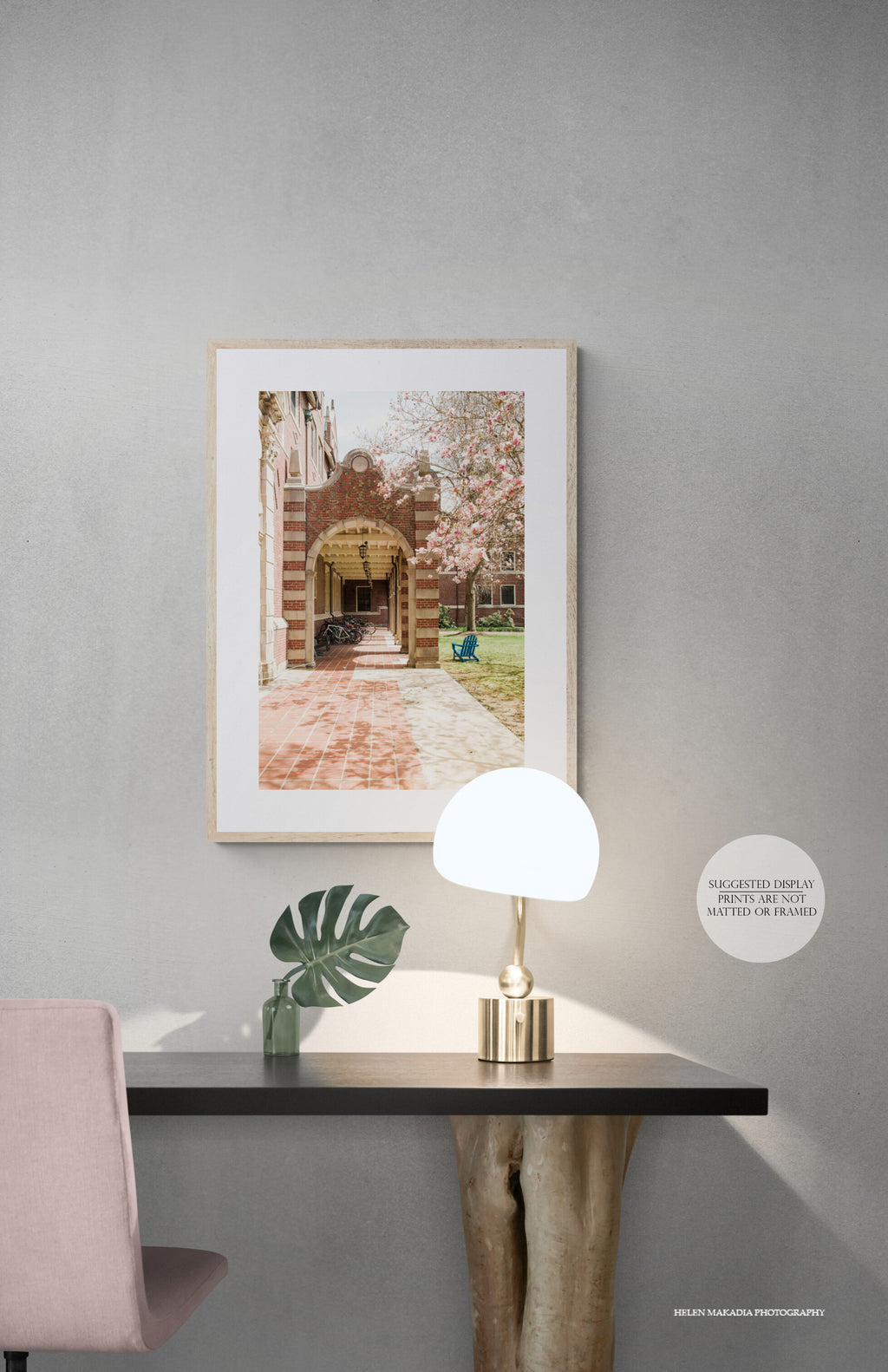 Pomeroy Hall at Wellesley College in Springtime, framed as wall art print in an office